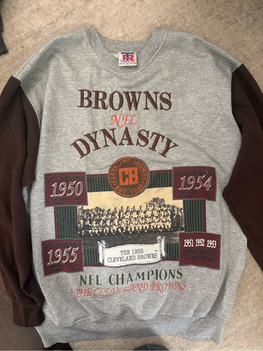 Vintage Browns Dynasty Pullover - Gray & Brown